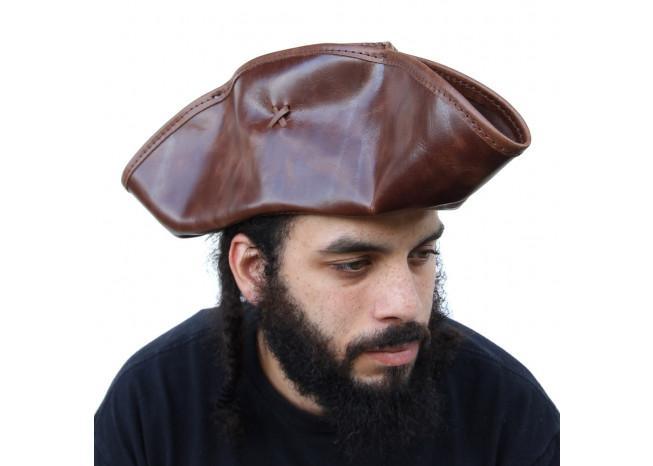 Real Leather Handmade Tricorn Pirate Hat - Medieval Depot