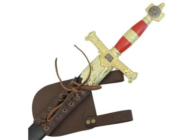 Medieval Pen Dragon Leather Sword Frog Brown - Medieval Depot