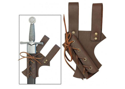 Medieval Hawk Wood Leather Sword Frog Brown - Medieval Depot