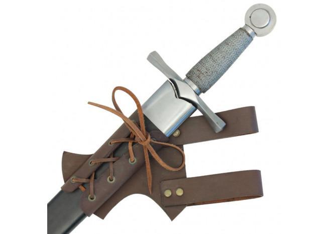 Medieval Hawk Wood Leather Sword Frog Brown - Medieval Depot