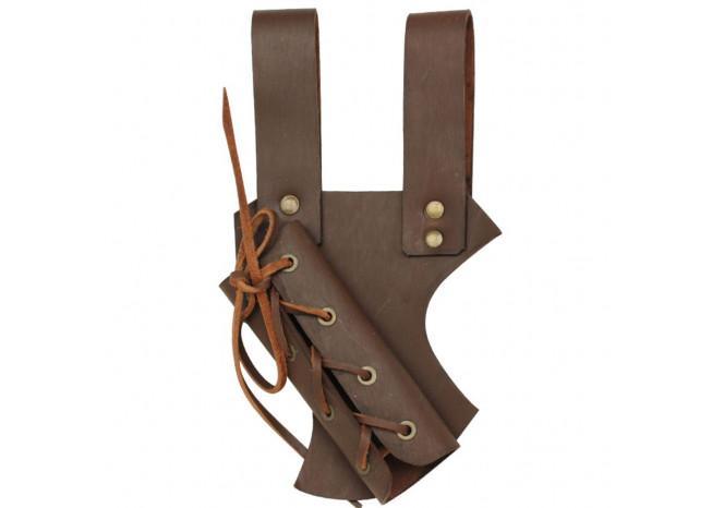 Medieval Hawk Wood Leather Sword Frog Brown - Medieval Depot