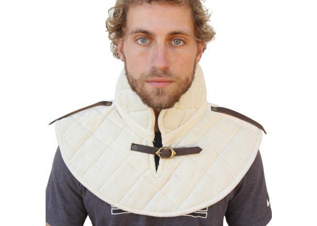 Cotton Padding Collar Armor Medieval Garment White - Medieval Depot