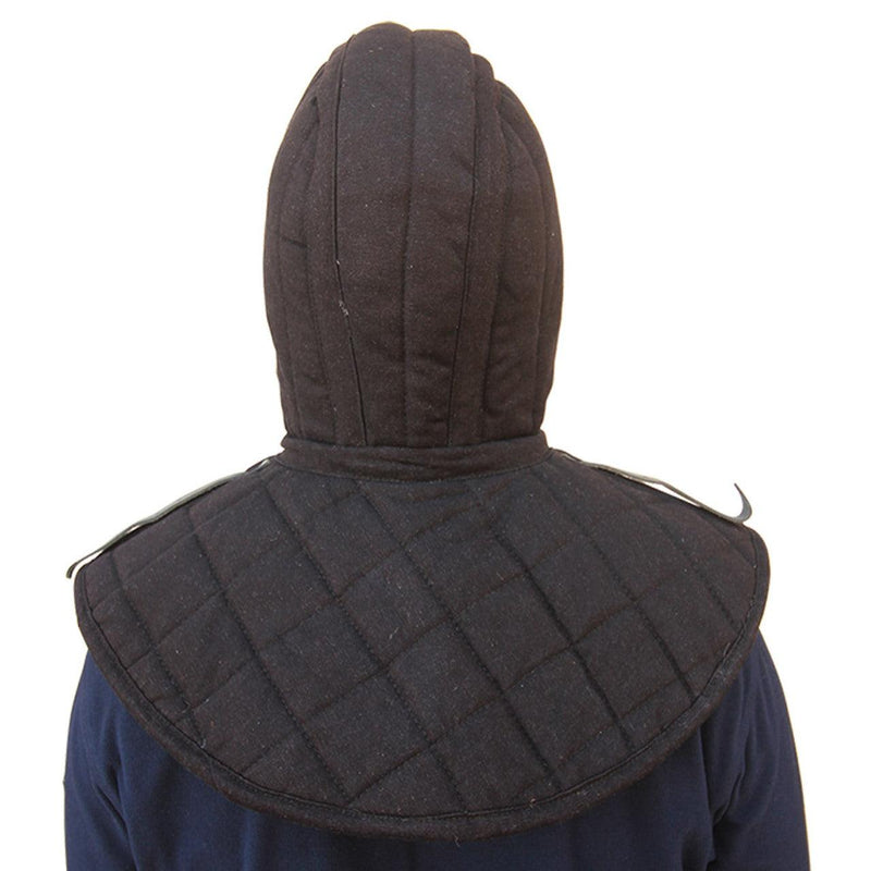 Cotton Padded Collar Armor And Cap Black - Medieval Depot