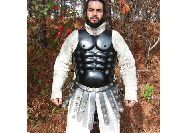 Muscular Blackened Greek Heroic Steel Cuirass - Medieval Depot