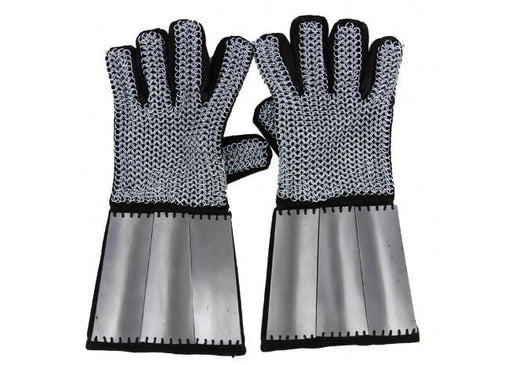 Medieval Holy Land and Defender Chainmail Gauntlets with Plates - Medieval Depot