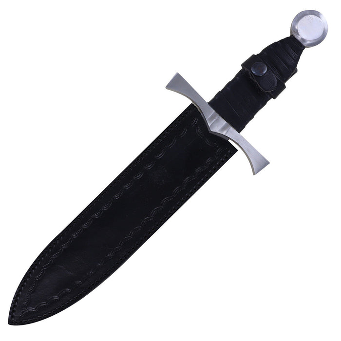 King of the Archers Full Tang Arming Dagger with Black Leather Handle 