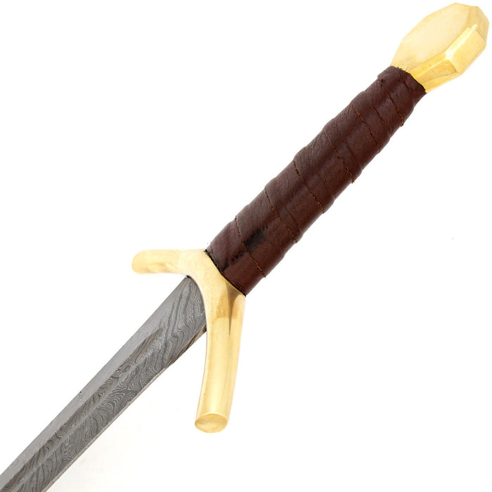 Kingslayer Damascus Steel Full Tang Medieval Arming Style Sword
