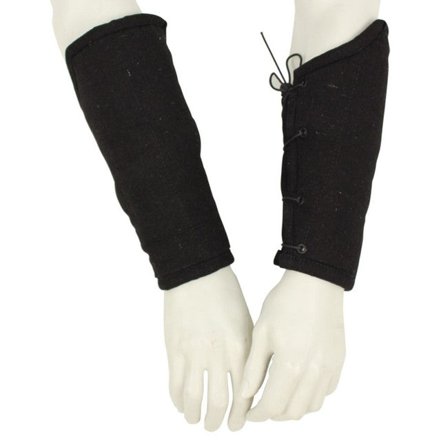 Medieval Padded Cloth Bracers Black