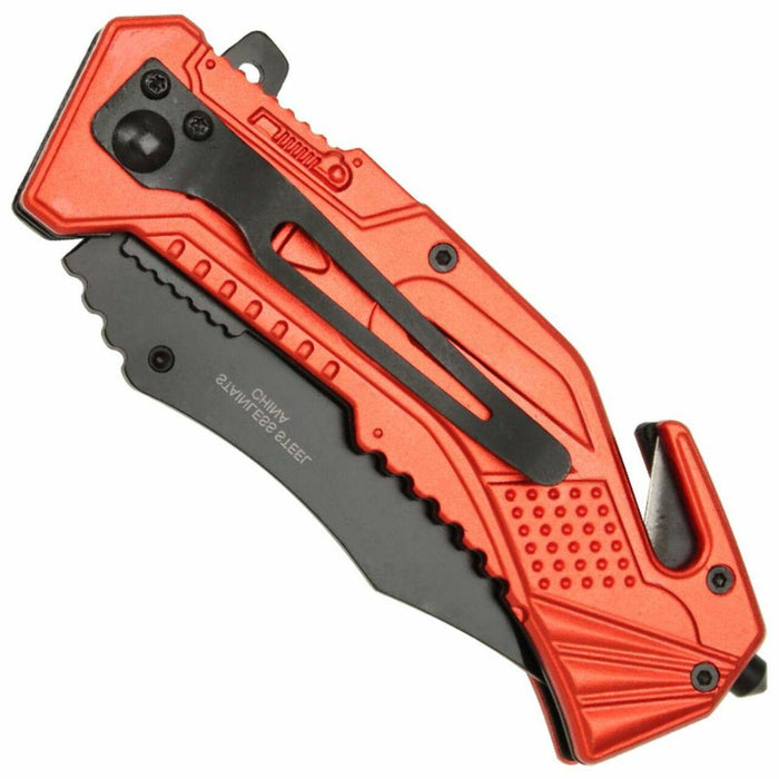 Spring Assist LED Tactical Rescue Knife Firefighter - Medieval Depot