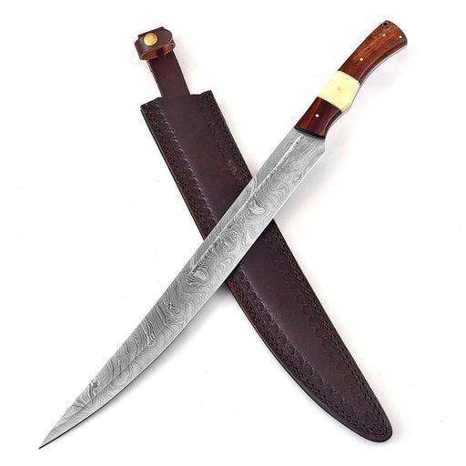 Damascus Steel Full Tang Germanic Style Single-Edged Long Sword