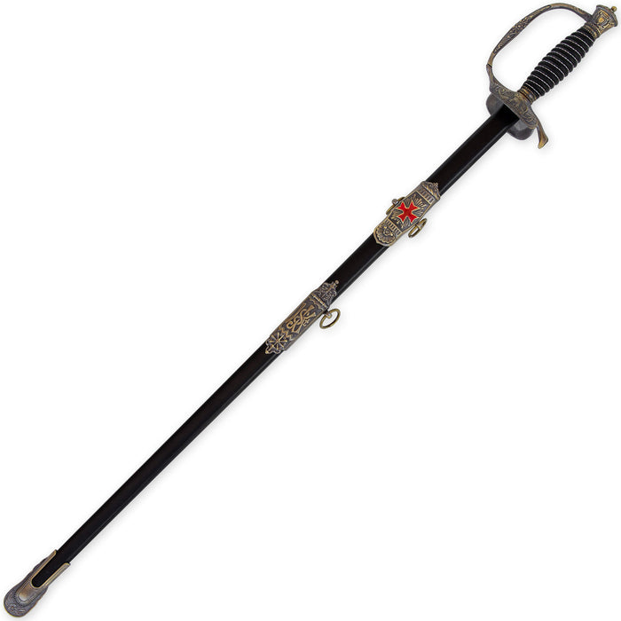 Templar Cross Saber with Decorative Brass Fittings