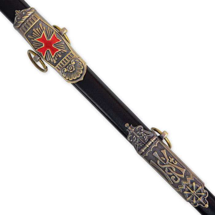 Templar Cross Saber with Decorative Brass Fittings