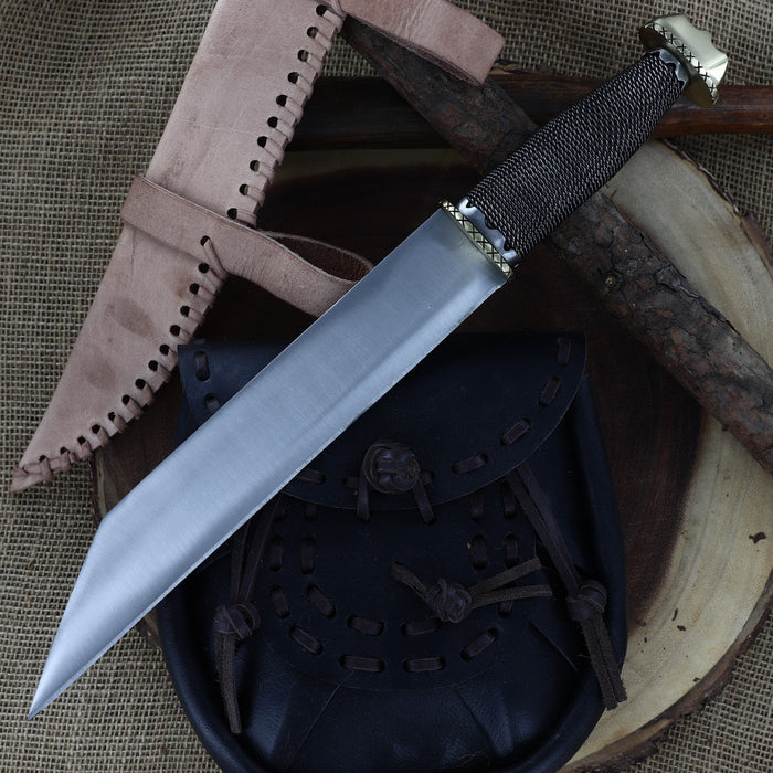 Viking Valor Handcrafted Stainless Steel Seax Knife with Wire-Wrapped Handle