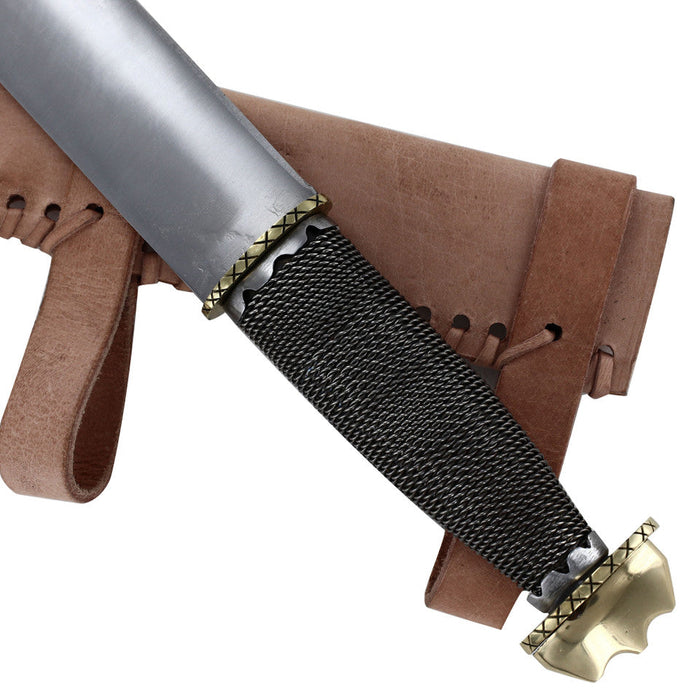 Viking Valor Handcrafted Stainless Steel Seax Knife with Wire-Wrapped Handle