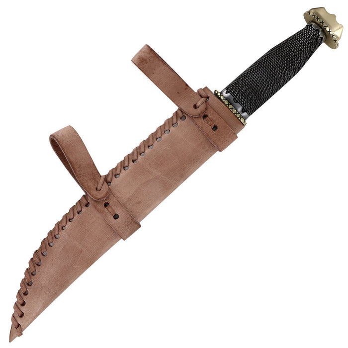Viking Valor Handcrafted Stainless Steel Seax Knife with Wire-Wrapped Handle