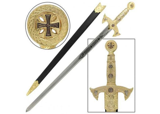 Knights Templar Medieval Replica Longsword - Gold - Medieval Depot