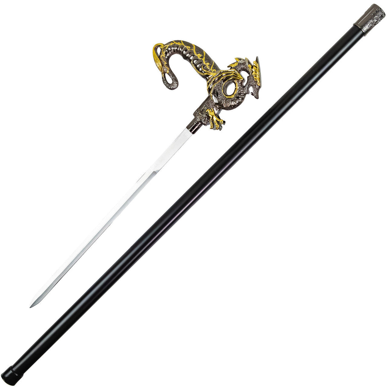 Wyvern of Wisdom Ornate Dragon Hidden Blade Sword Cane — Medieval Depot