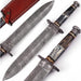 Legion of the Damned Damascus Steel Dagger with Leather Sheath - Medieval Depot