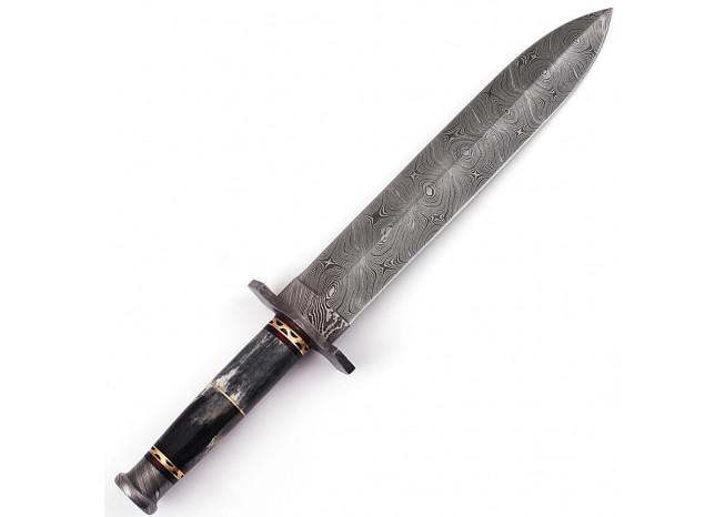 Legion of the Damned Damascus Steel Dagger with Leather Sheath - Medieval Depot
