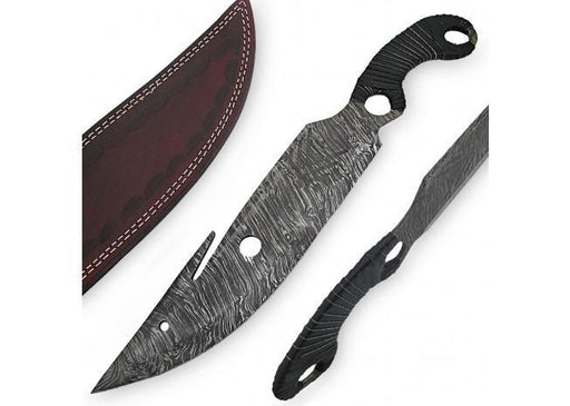 Melee Hunter Damascus Steel Fixed Blade Knife - Medieval Depot