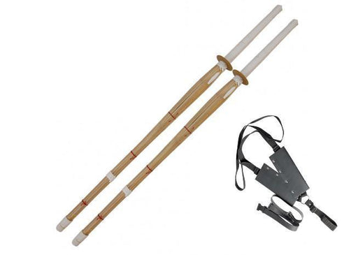 Double Training Bamboo Shinai Sword Set Sheath Combo - Medieval Depot