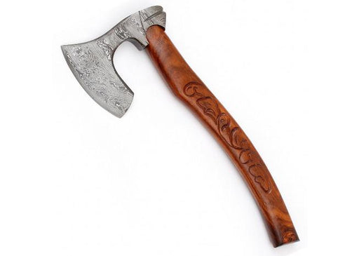 Guiscard Hand Forged Bearded Damascus Outdoor Steel Axe - Medieval Depot