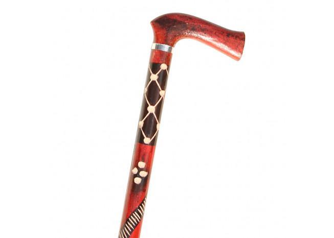 Handcrafted Eucalyptus Tribal Wars Walking Cane - Medieval Depot