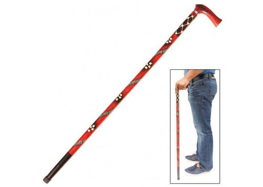 Handcrafted Eucalyptus Tribal Wars Walking Cane - Medieval Depot