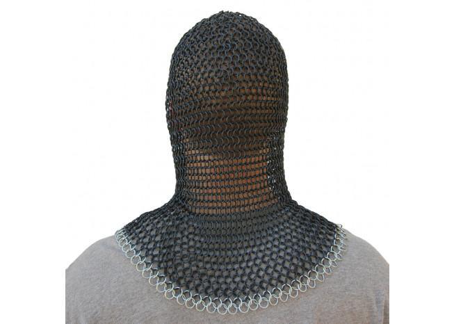 Medieval V Face Mild Steel Chainmail Coif Armor - Medieval Depot