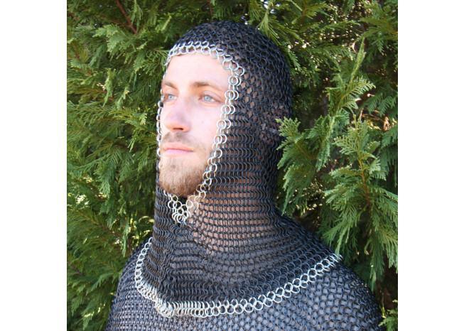 Medieval V Face Mild Steel Chainmail Coif Armor - Medieval Depot