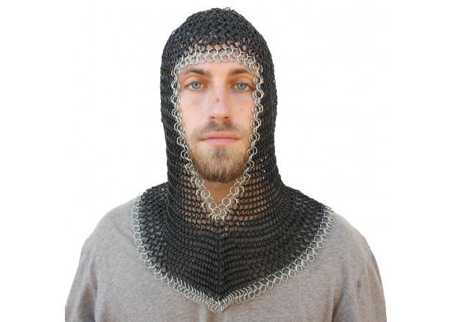 Medieval V Face Mild Steel Chainmail Coif Armor - Medieval Depot