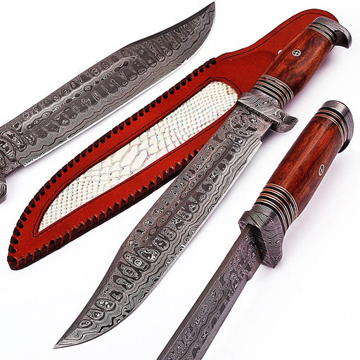 Hunt for Life Bayou Dweller Damascus Steel Bowie Hunting Knife - Medieval Depot