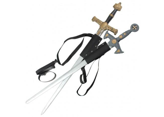 Universal Lightening Warrior Double Sword Back Strap Sheath - Medieval Depot
